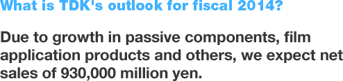 Due to growth in passive components, film application products and others, we expect net sales of 930,000 million yen.