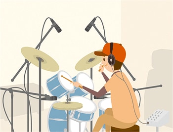 1. ドラムとボーカルパートだけをスタジオで録音（もしくは、サンプリング音源を使って、これもサンプラー＋シーケンサーもしくはPCのソフト内部で作成）