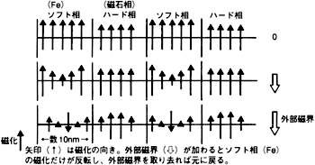 NanoRECにおける交換スプリング現象のモデル