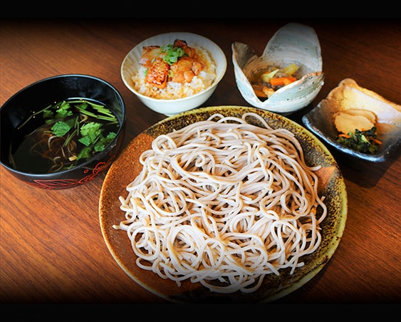 Warm Dipping Soba Noodles and Mini Yakitori Bowl Set 