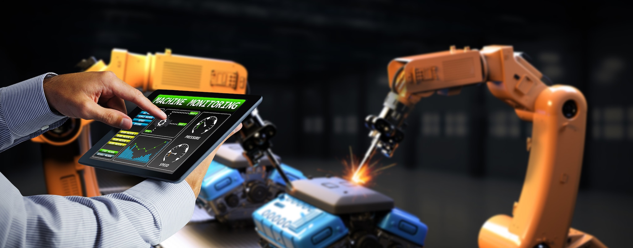monitoring machines on the manufacturing site