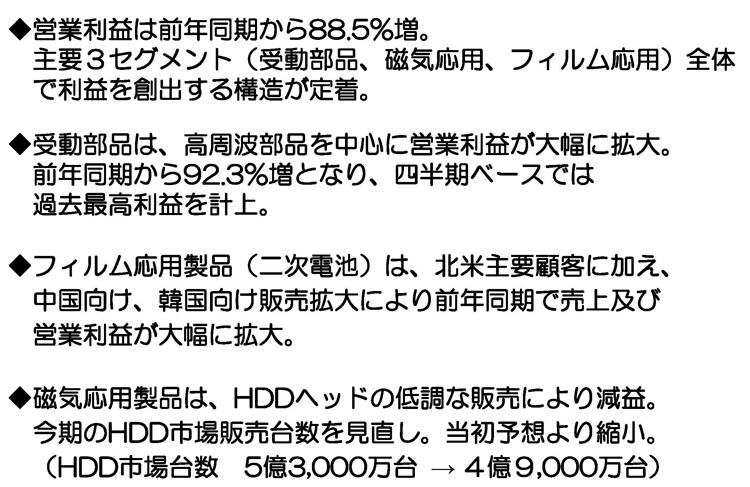 2016年3月期　第1四半期決算のポイント