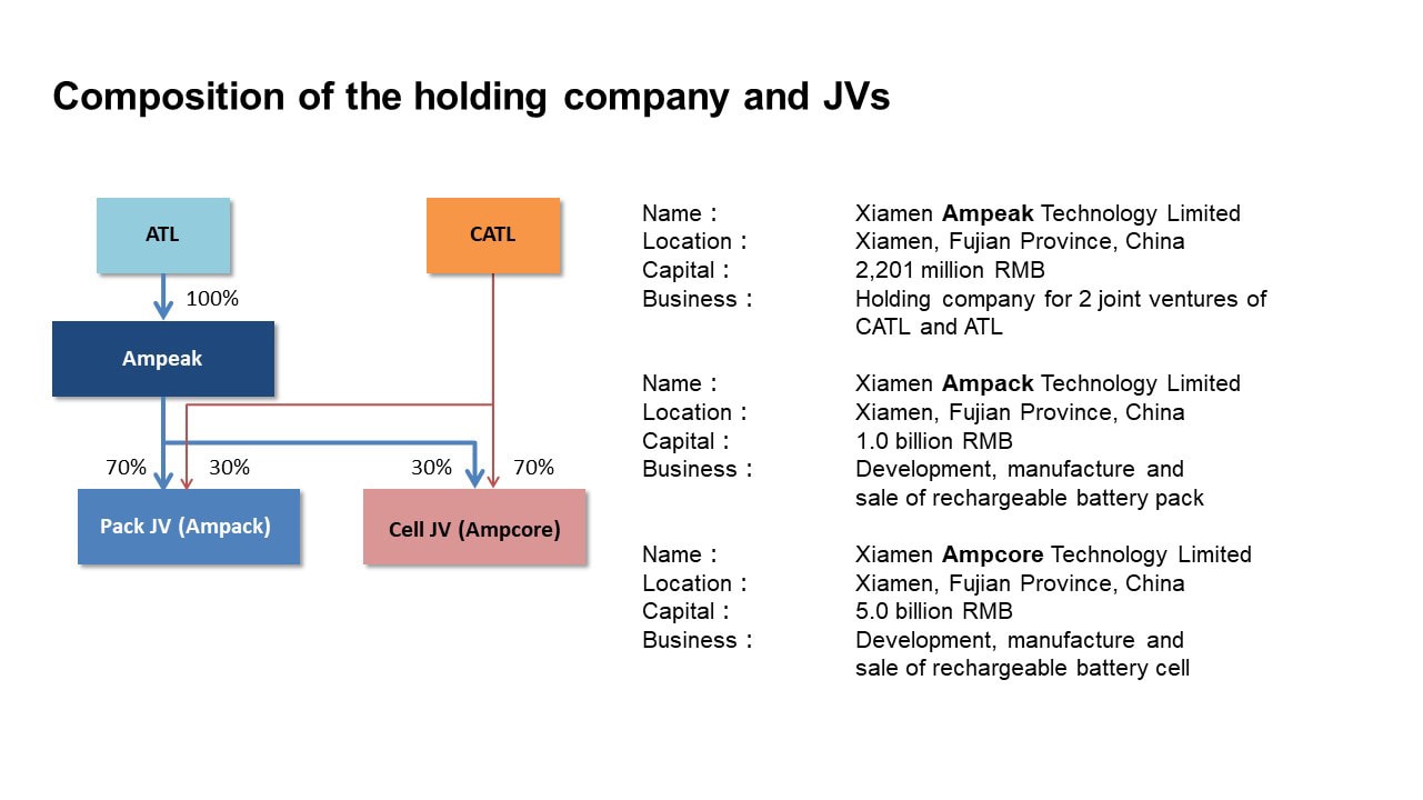 Composition of the holding company and JVs