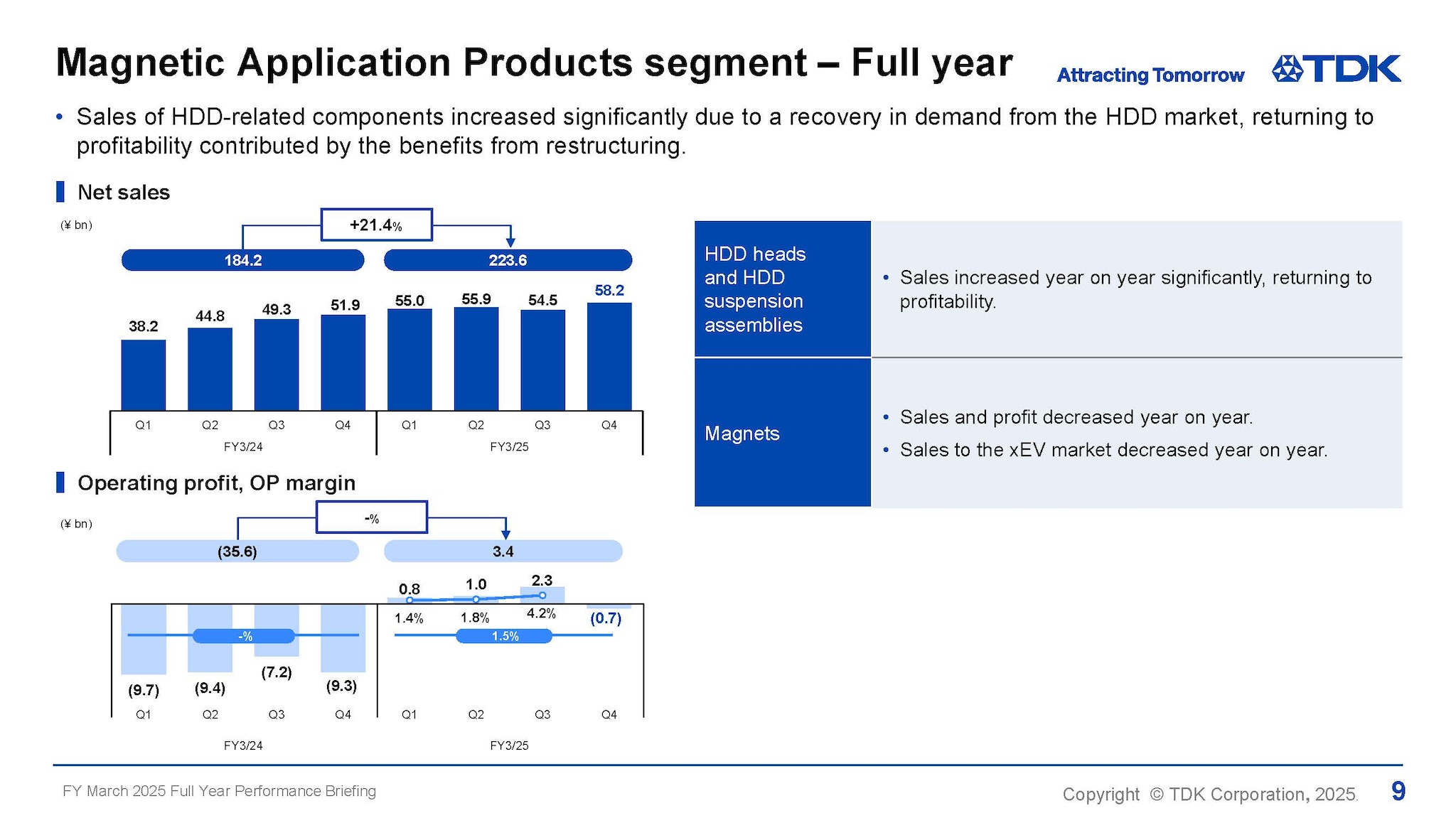 Magnetic Application Products segment – Full year