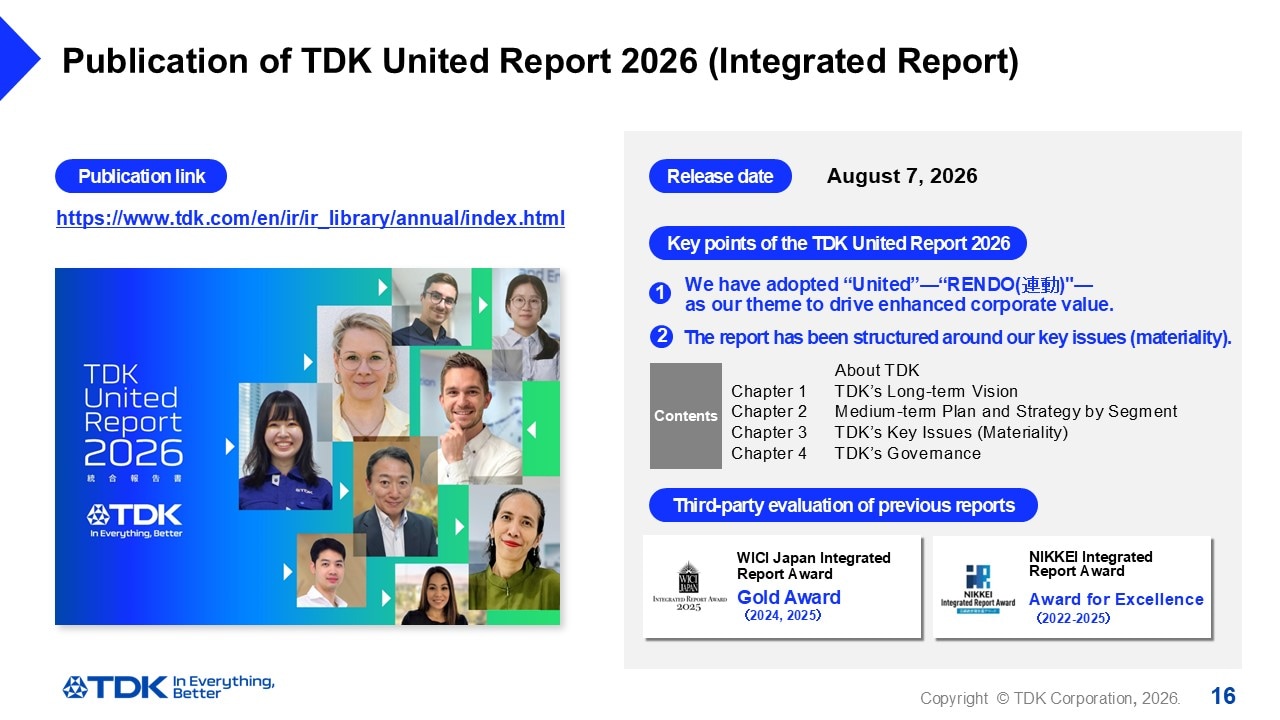 Publication of TDK United Report 2026 (Integrated Report)