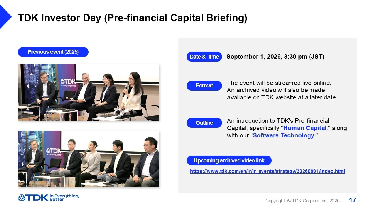 TDK Investor Day (Pre-financial Capital Briefing)
