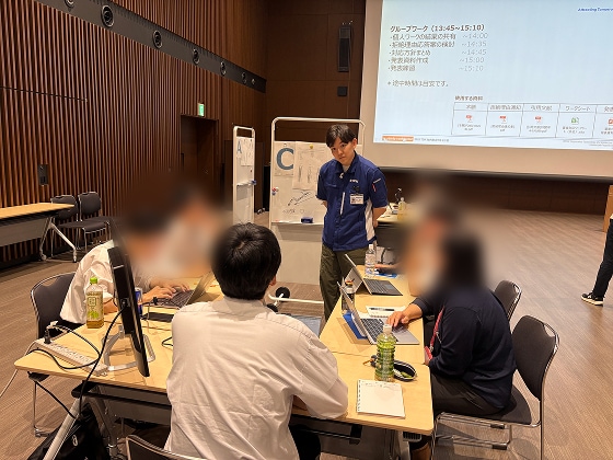 ワークショップを受けている学生の様子