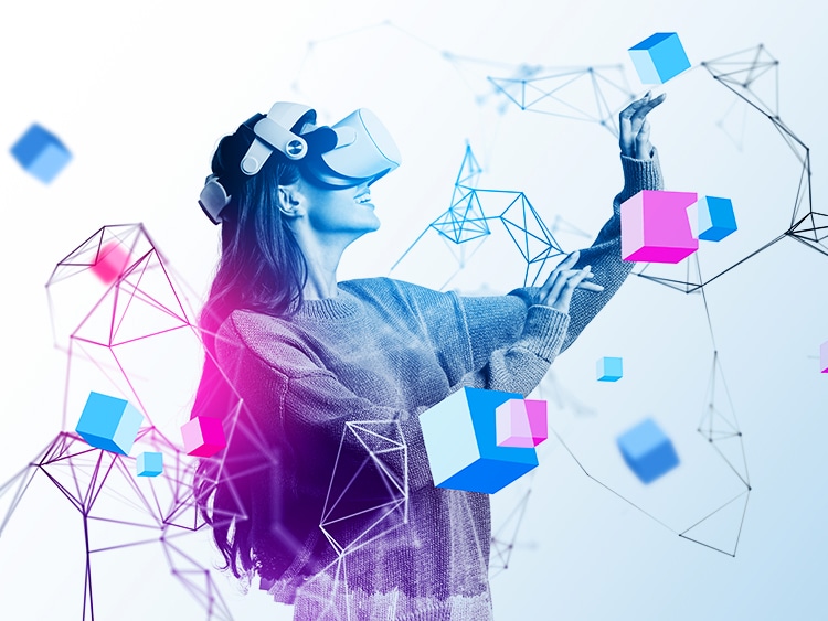 Users wearing headsets to enjoy AR/VR