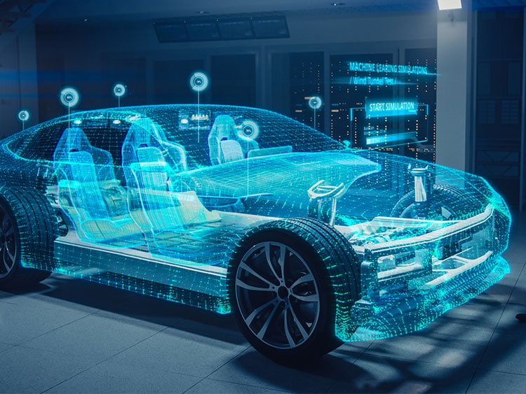 Image of electronic components in electric vehicle