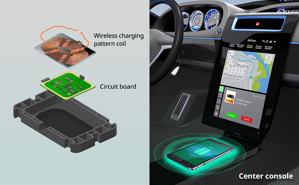 Example application of wireless charging pattern coil