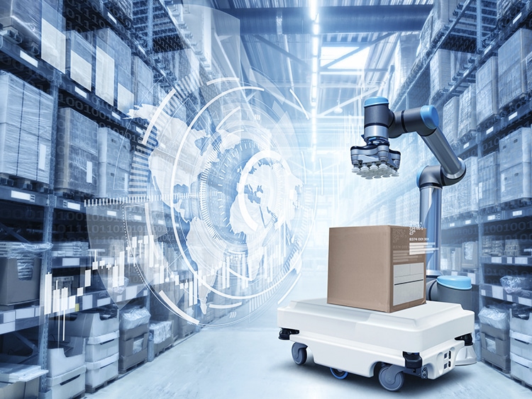 Industrial robots utilizing motion sensors