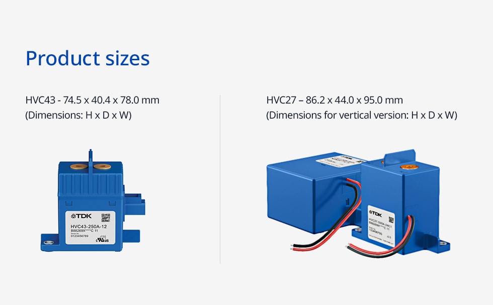 Product sizes of HVC series