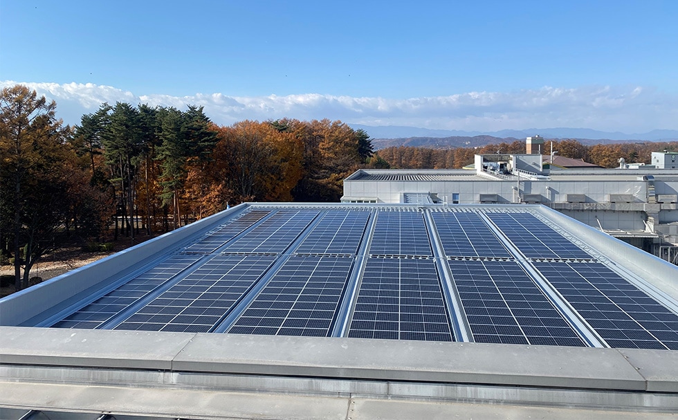 Solar panels on the roof of Asama Techno Factory