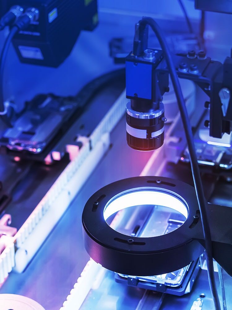 visual inspection of products with cameras on the manufacturing line