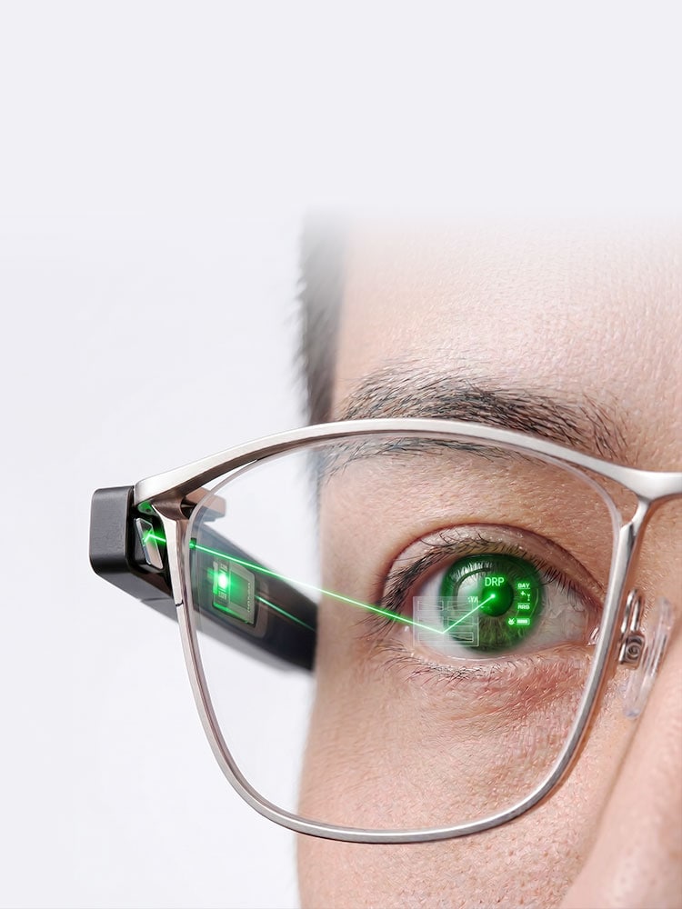Man wearing smart glasses