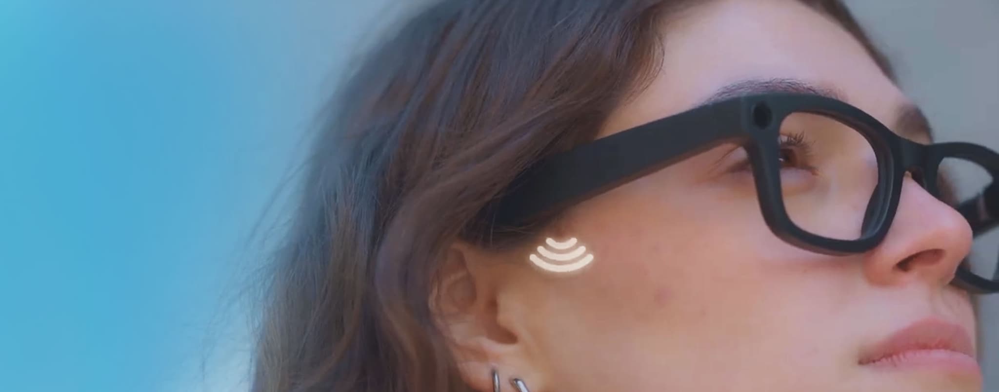 Woman wearing AI-powered glasses