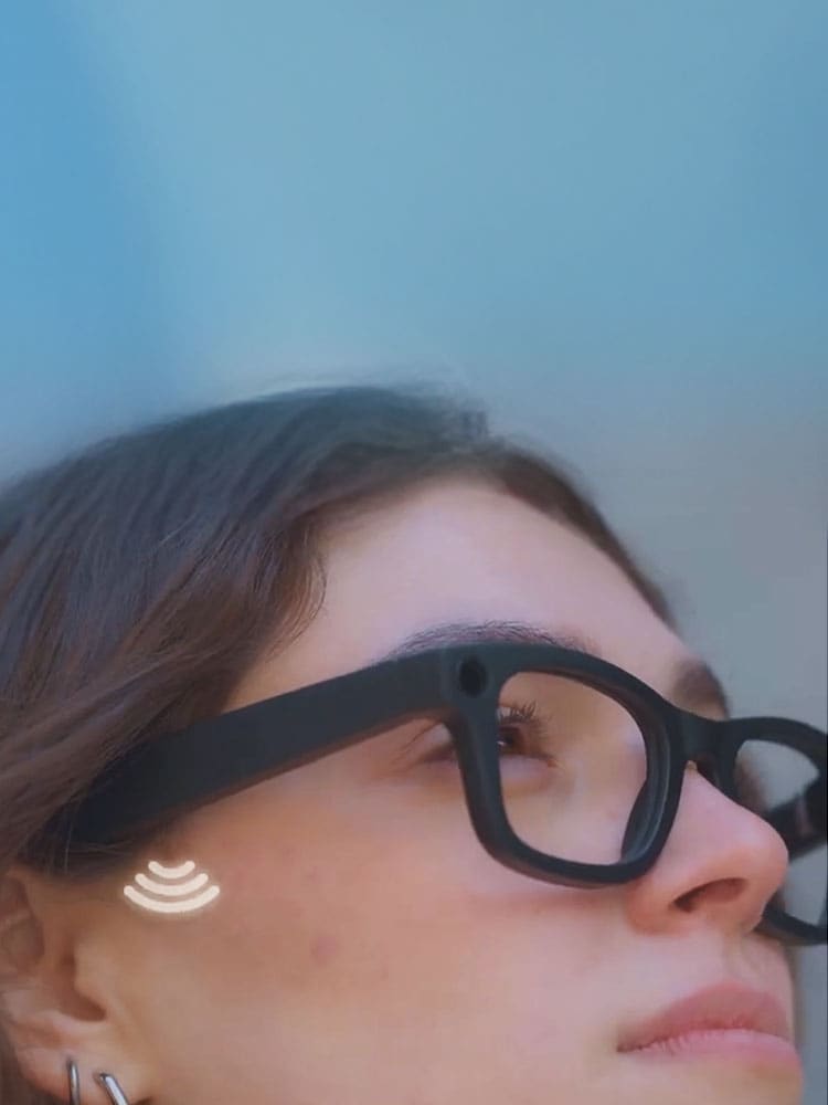 Woman wearing AI-powered glasses