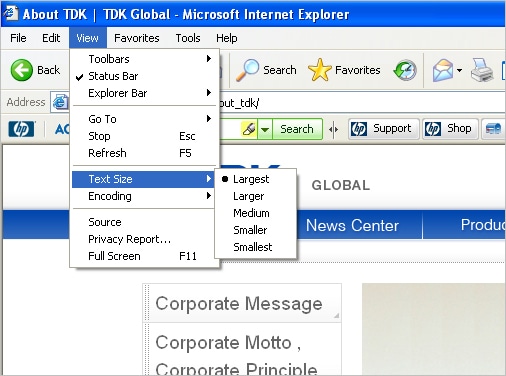 How to Change the Size of Text in a Browser (in Microsoft Internet Explorer)